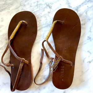 Akis Aphrodite Sandals, size 9, hand made brown leather